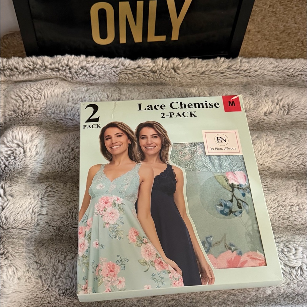 Flora Nikrooz Lace Chemise 2-Pack - Green and navy blue